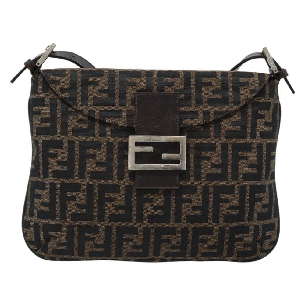 Fendi Zucca Mamma Baguette Shoulder Bag Black